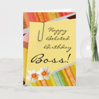 Felices tarjetas de jefes de cumpleaños tardíos