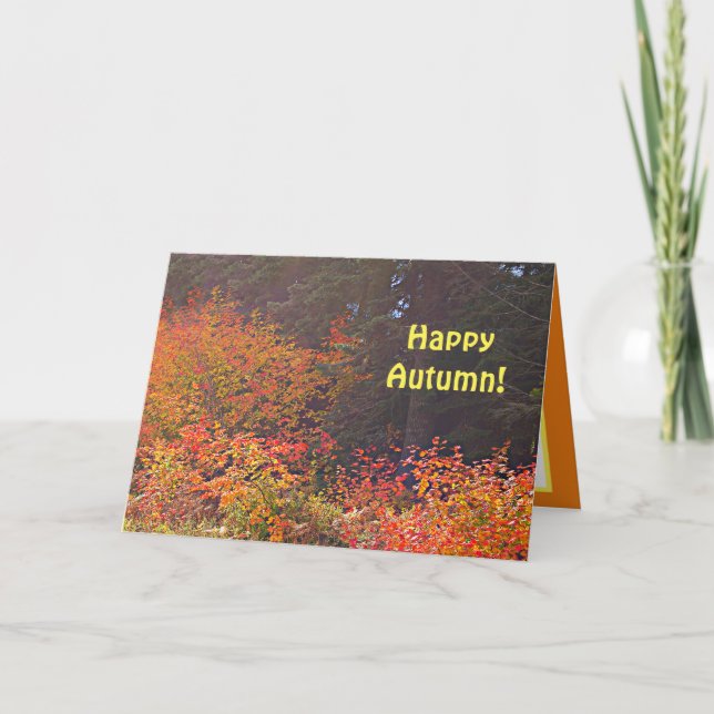Felices tarjetas de otoño, saludos de árboles caíd (Anverso)