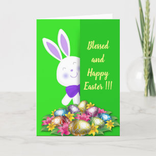 Felices tarjetas de vacaciones florales para conej