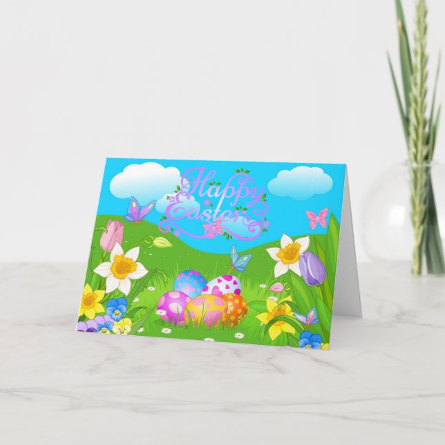 Felices tarjetas de vacaciones florales para conej (Anverso)