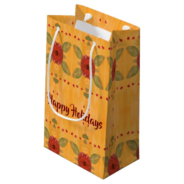 Felices vacaciones Bolsa de regalo de papel pequeñ (Angulo reverso)