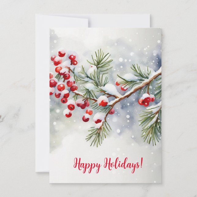 Felices vacaciones con Berries Rojos y Nieve (Anverso)