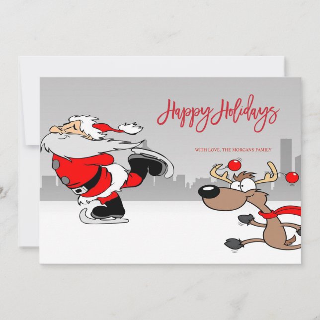 Felices vacaciones foto de Santa Claus Raindeer (Anverso)