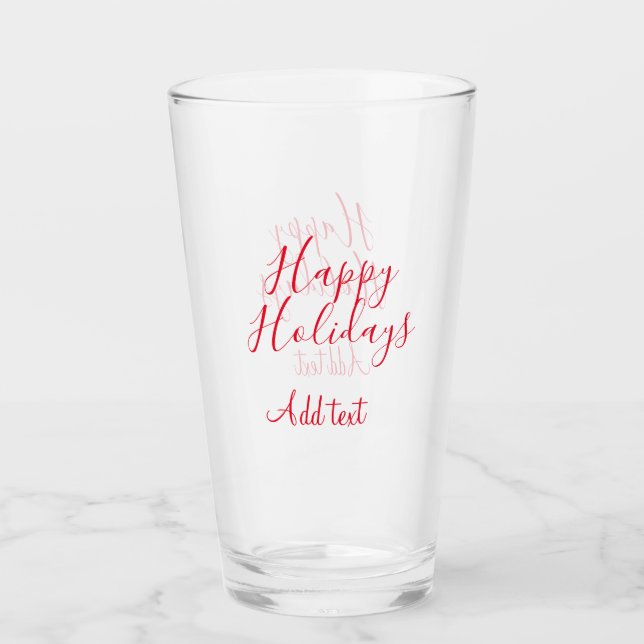 Felices vacaciones Navidades caligrafía roja simpl (Anverso)