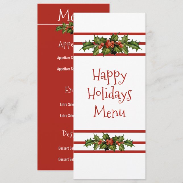 Felices vacaciones, Navidades, menú degustación (Anverso / Reverso)