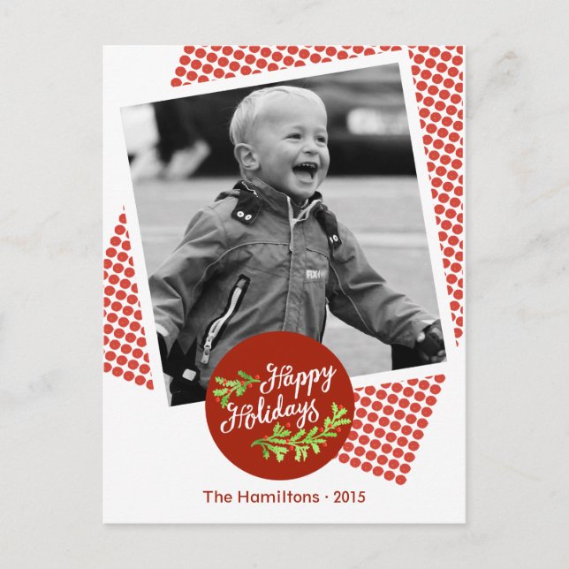 Felices vacaciones Navidades modernos foto postal (Anverso)