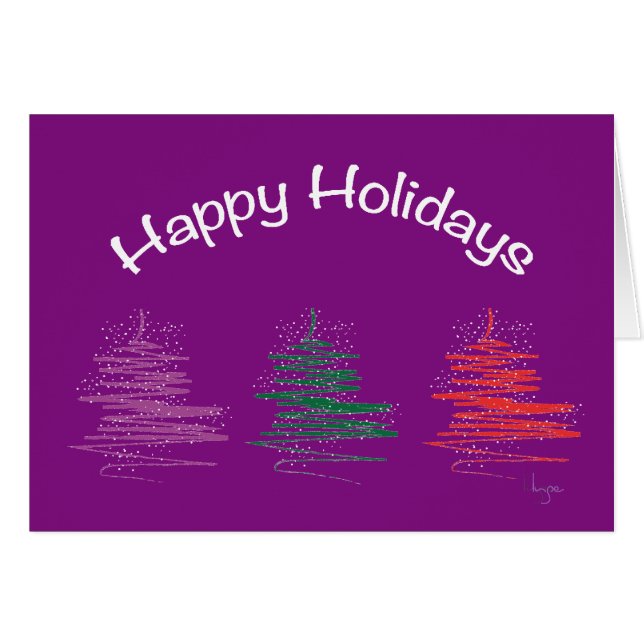 Felices vacaciones, Navidades - Morado moderno (Anverso (Horizontal))