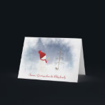 Felices vacaciones snowman con la tarjeta navideña<br><div class="desc">Hombre de nieve lindo en bosques de invierno con adorno de estrella dorada para pino viejo. Se puede cambiar el nombre de la familia.</div>