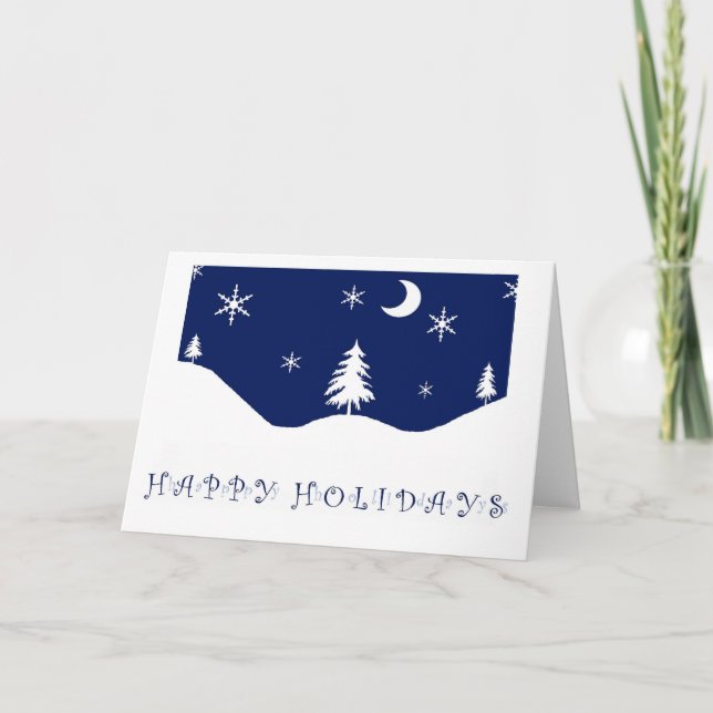 Felices vacaciones tarjeta de bienvenida Snowscape (Anverso)