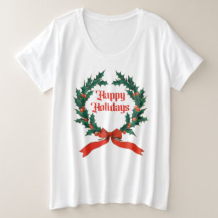 Felices vacaciones Vintage Holly Navidades Wreath