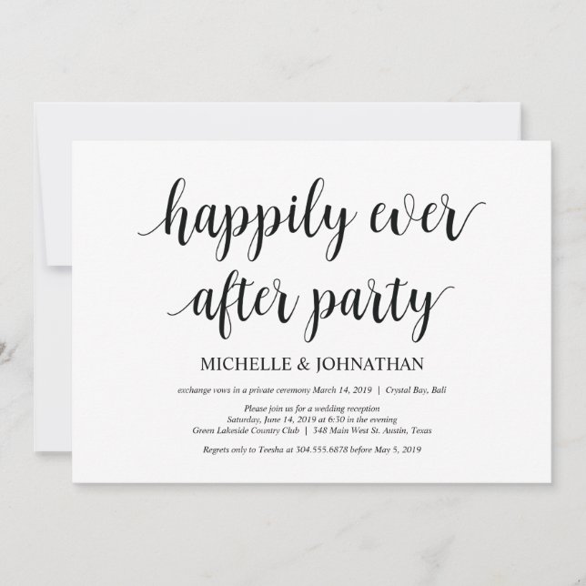 Felicices para siempre, invitaciones de boda fuga (Anverso)