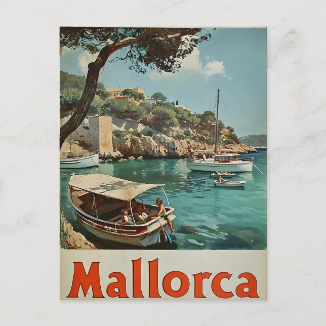 Felicidad Costera de Mallorca Postal Vintage (Anverso)
