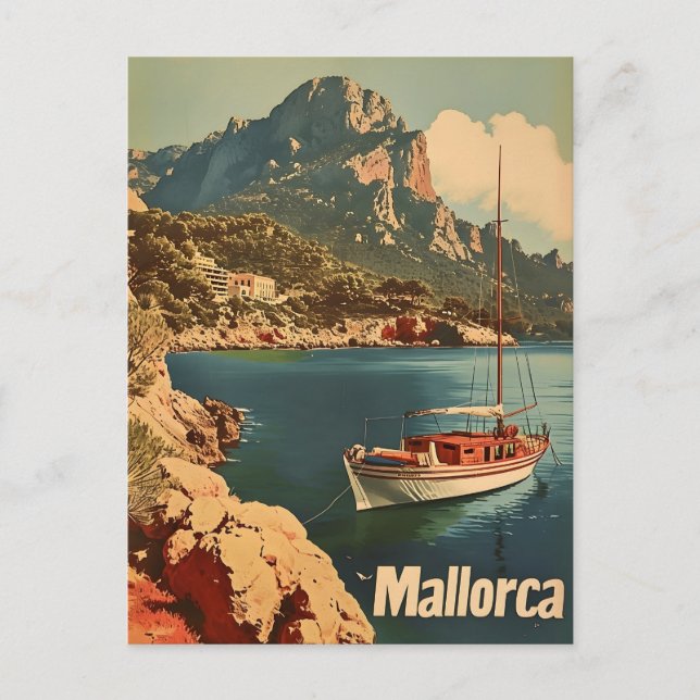 Felicidad Costera de Mallorca Postal Vintage (Anverso)