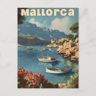 Felicidad Costera de Mallorca Tarjeta Postal Vinta