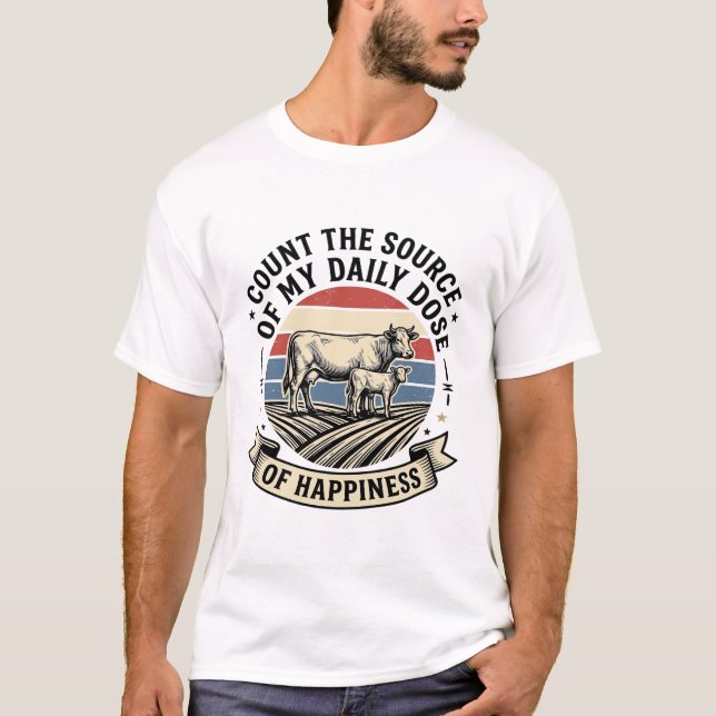 Felicidad de vaca Diseño de camiseta de vector de  (Anverso)