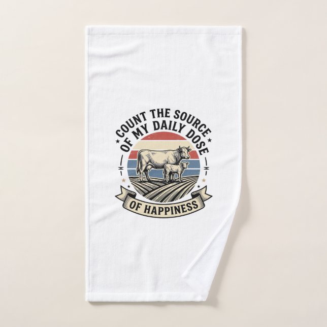 Felicidad de vaca Diseño de camiseta vectorial de  (Toalla de mano)