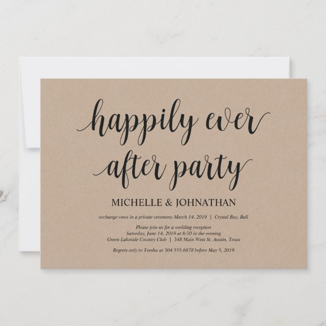 Felicidad eterna, invitaciones de boda a escondida (Anverso)