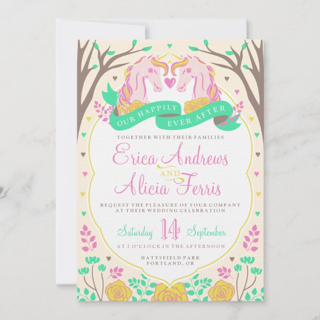 Felicidad por la invitación a la boda de Unicornio (Anverso)