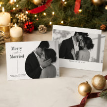 Felicidad y Matrimonio Curvado Foto de Navidad de