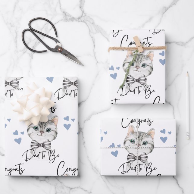 Felicidades A Papá Por Envolver Hojas De Papel (Anverso)