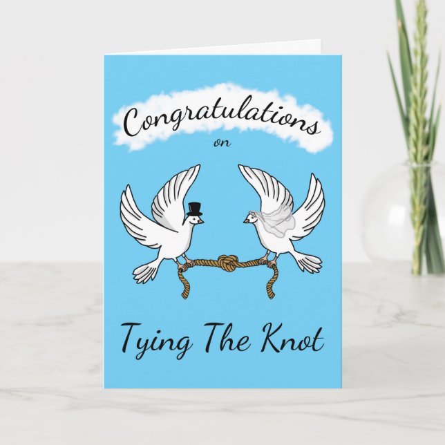 Felicidades Boda Doves De Tarjeta Tying The Knot (Anverso)
