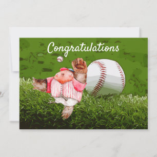 Felicidades de béisbol por la acuarela de las pelo