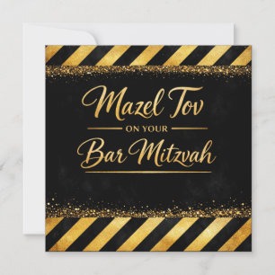 Felicidades en tu tarjeta de Bar Mitzvah, Gold Bla