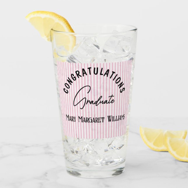 Felicidades Graduado Raya Rosa 16oz (Anverso (hielo))