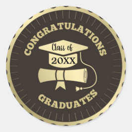 Felicidades Graduados Pegatina Redonda Clásica