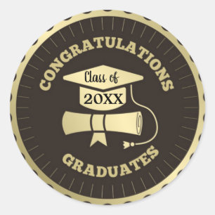 Felicidades Graduados Pegatina Redonda Clásica