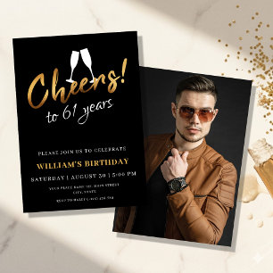 Felicidades por 61 años Invitación de cumpleaños d