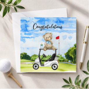 Felicidades por el golf de bebé, tarjeta de niño