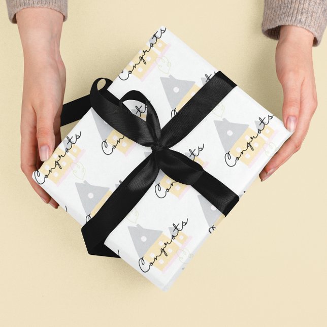 Felicidades Por Tu Nueva Hoja De Papel De Acondici (Congratulate someone special on their new home with this fun wrapping paper set! )