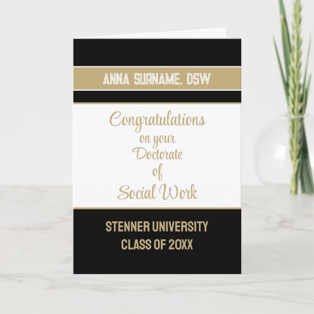 ¡Felicidades! Tarjeta de grado de doctorado en tra (Anverso)