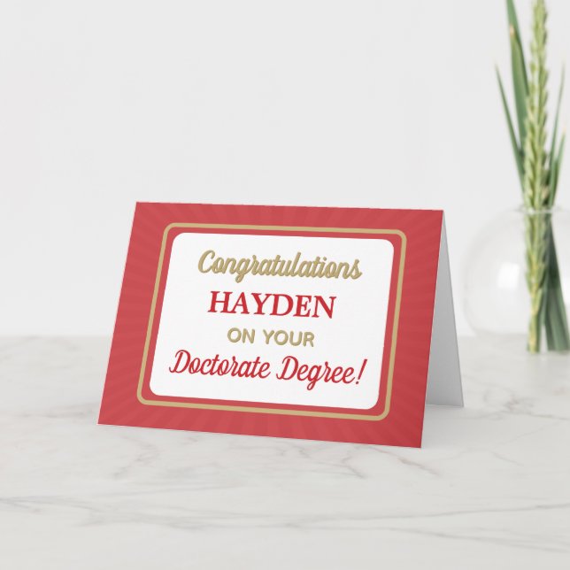 ¡Felicidades! Tarjeta de graduación de doctorado (Anverso)