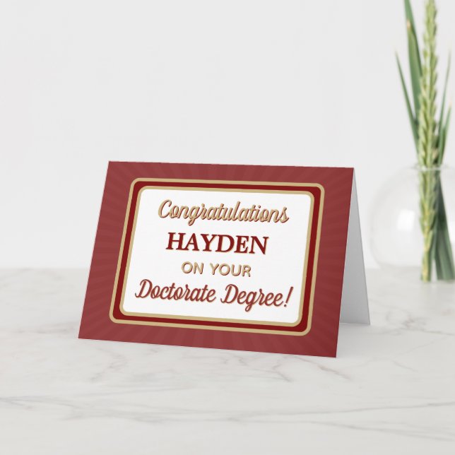 ¡Felicidades! Tarjeta de graduación de doctorado (Anverso)