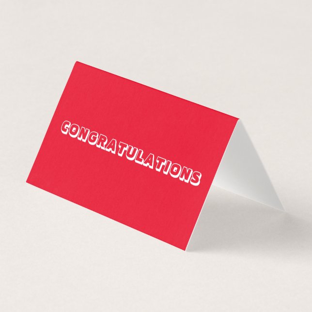 Felicidades, tarjeta plegada roja blanca (Anverso)