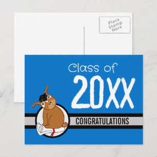 Felicidades Tarjeta Postal Cachorro Azul de Gradua