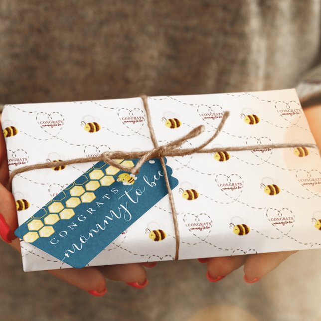 Felicita A Mamá Por Estar Envolviendo Papel (Congratulate the mommy to bee with this cute watercolor bee wrapping paper! Matching collection! )