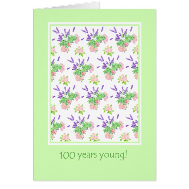 Felicitación de cumpleaños número 100 floral bonit (Frente)