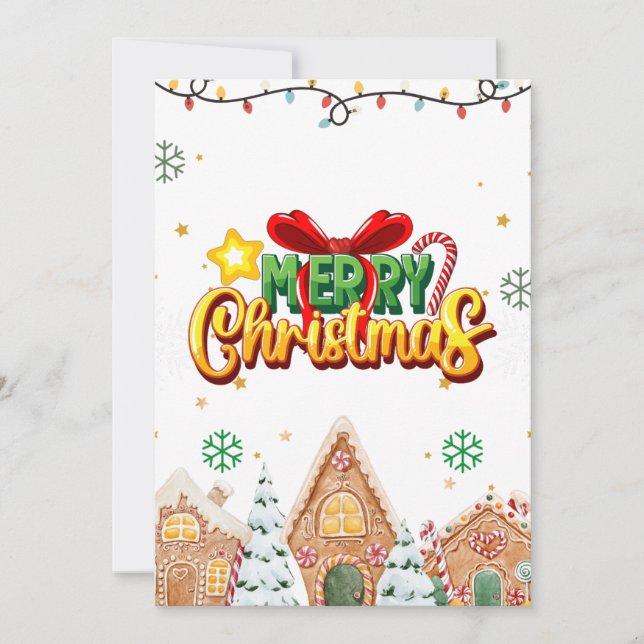Felicitación de Navidad con Casas de Pan de Jengib (Anverso)