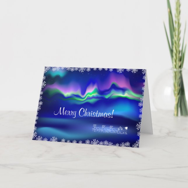 Felicitación del navidad de la aurora boreal (Anverso)