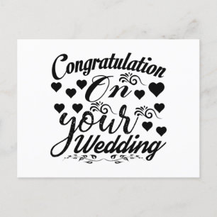 Felicitación en su tarjeta postal de boda