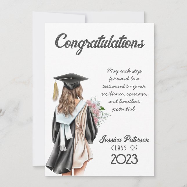 Felicitaciones a Chica de rubia floral acuarela (Anverso)