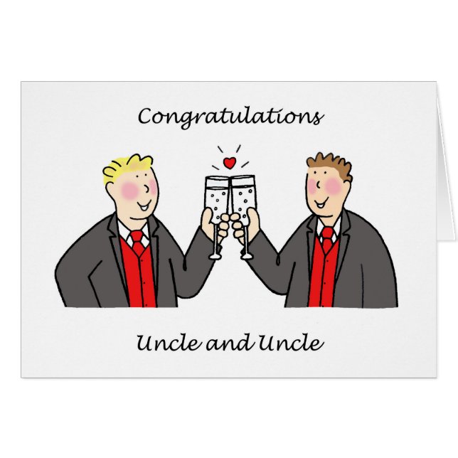 Felicitaciones a dos Bodas gay de Grooms (Anverso (Horizontal))