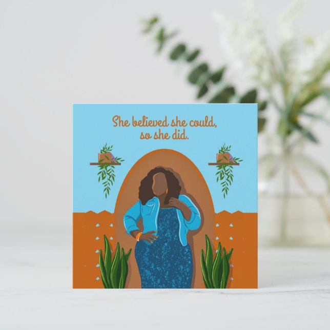 Felicitaciones a la mujer negra que creía que podí (Anverso de pie)