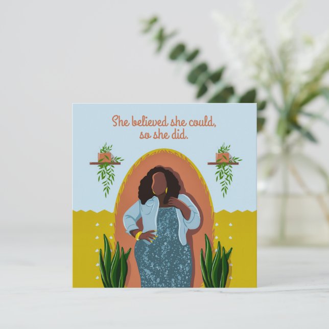 Felicitaciones a la mujer negra que creía que podí (Anverso de pie)