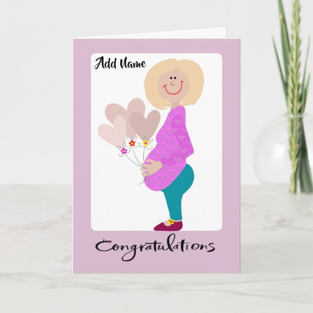 Felicitaciones a la tarjeta de mamá esperada (Anverso)
