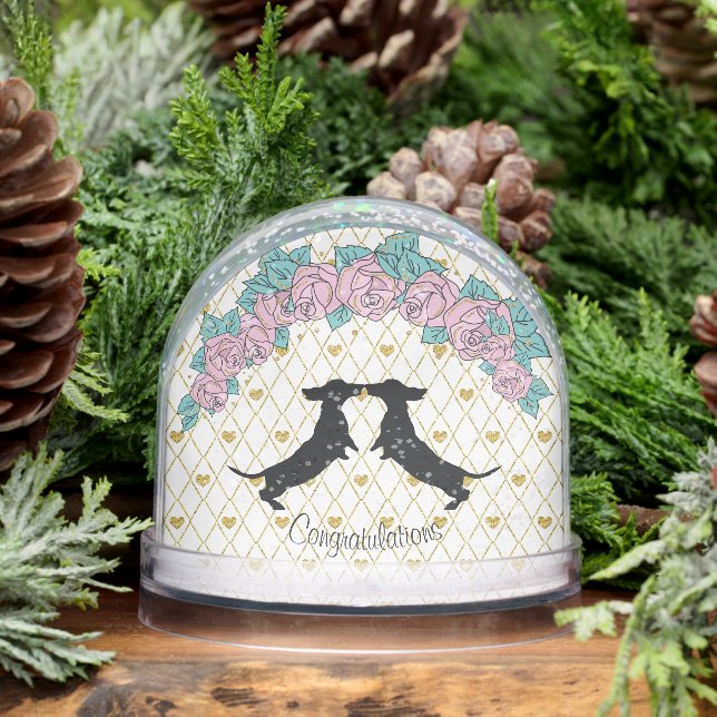 Felicitaciones a los Rosas de Dachshund Hearts (Invierno)