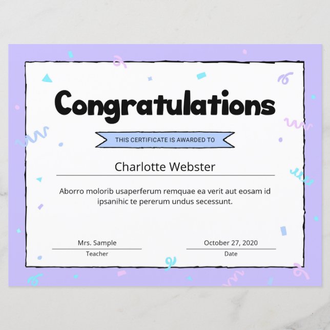 Felicitaciones a plantilla de premio de certificad (Anverso)